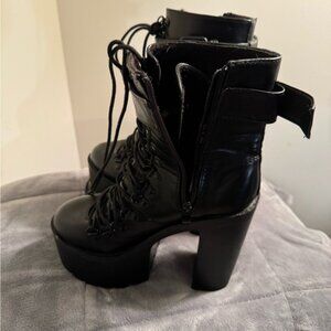 Black Platform Lace-Up Boots size 6.5